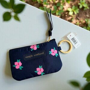 SIMPLY SOUTHERN Navy Pink Floral ID Card Keychain Wallet NEW NWT